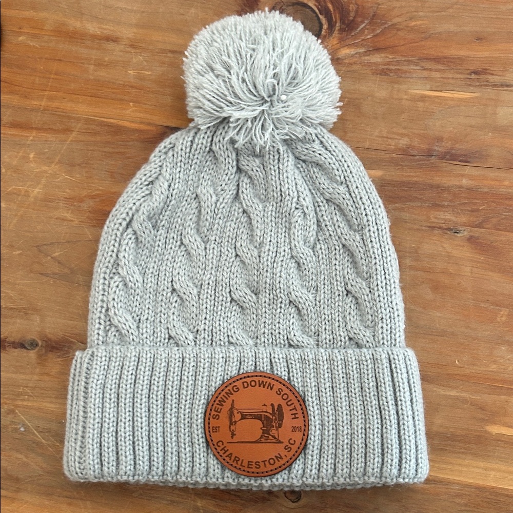 Sewing Down South --- Gray Knitted Pom-Pom Beanie for Kids